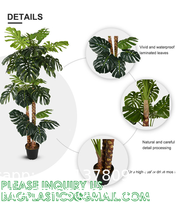 Artificial Monstera Deliciosa Plant, 5ft Potted Faux Tree with 15 Verdant Fake Leaves, Swiss Cheese Plant for Home