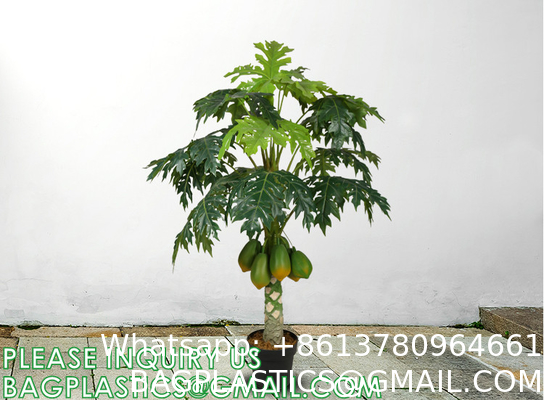 Artificial Trees for Home Decor Plants Large Artificial Tree Branch Green Leaves Real Touch Fake Papaya Tree