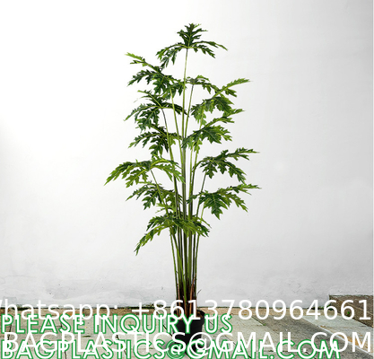 Artificial Trees for Home Decor Plants Large Artificial Tree Branch Green Leaves Real Touch Fake Papaya Tree