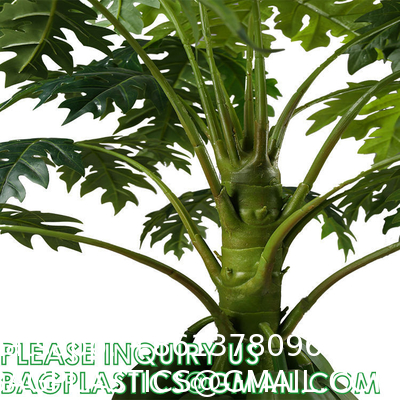 Artificial Trees for Home Decor Plants Large Artificial Tree Branch Green Leaves Real Touch Fake Papaya Tree