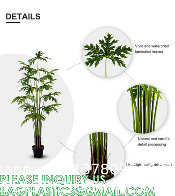 Artificial Trees for Home Decor Plants Large Artificial Tree Branch Green Leaves Real Touch Fake Papaya Tree