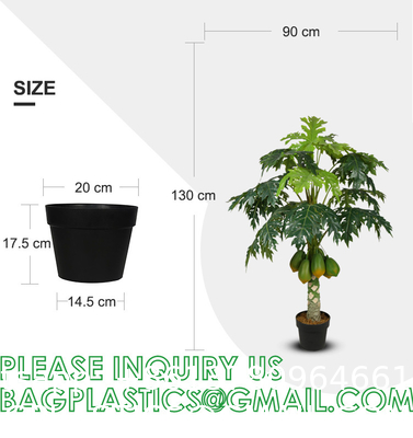 Artificial Trees for Home Decor Plants Large Artificial Tree Branch Green Leaves Real Touch Fake Papaya Tree