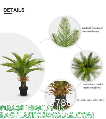 Gorgeous Cycas Revoluta Sago Palm Tree Artificial Plant with Nursery Pot, Feel Real Technology, 28 Long & Giant