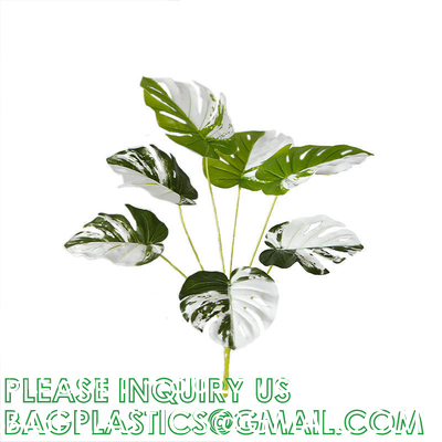 Palm Leaves Artificial Tropical Monstera-84Pcs 6 Kinds Large Small Green Fake Palm Leaf with Stems for Safari Jungle