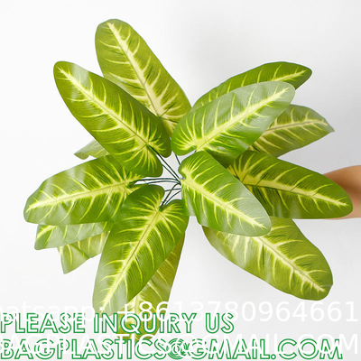 Palm Leaves Artificial Tropical Monstera-84Pcs 6 Kinds Large Small Green Fake Palm Leaf with Stems for Safari Jungle