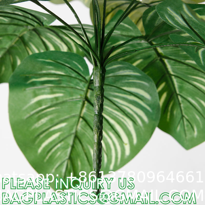 Palm Leaves Artificial Tropical Monstera-84Pcs 6 Kinds Large Small Green Fake Palm Leaf with Stems for Safari Jungle