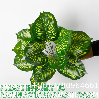 Palm Leaves Artificial Tropical Monstera-84Pcs 6 Kinds Large Small Green Fake Palm Leaf with Stems for Safari Jungle
