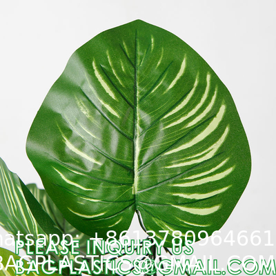 Palm Leaves Artificial Tropical Monstera-84Pcs 6 Kinds Large Small Green Fake Palm Leaf with Stems for Safari Jungle
