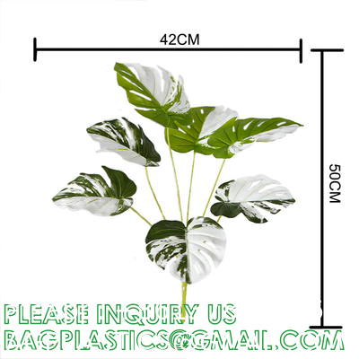 Palm Leaves Artificial Tropical Monstera-84Pcs 6 Kinds Large Small Green Fake Palm Leaf with Stems for Safari Jungle
