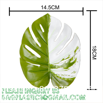 Palm Leaves Artificial Tropical Monstera-84Pcs 6 Kinds Large Small Green Fake Palm Leaf with Stems for Safari Jungle
