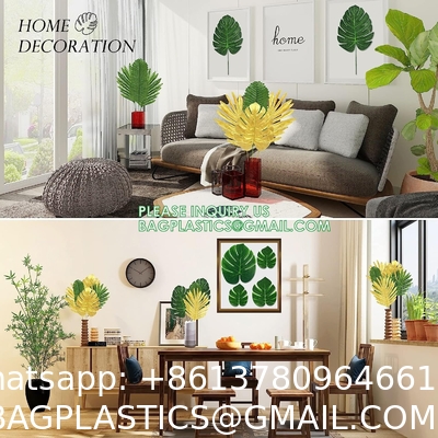 Palm Leaves Artificial Tropical Monstera-84Pcs 6 Kinds Large Small Green Fake Palm Leaf with Stems for Safari Jungle