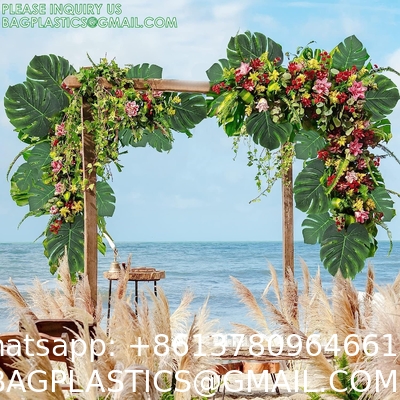 Palm Leaves Artificial Tropical Monstera-84Pcs 6 Kinds Large Small Green Fake Palm Leaf with Stems for Safari Jungle