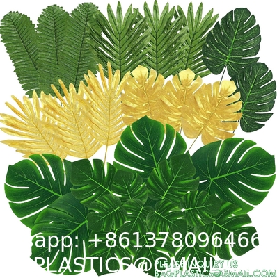 Palm Leaves Artificial Tropical Monstera-84Pcs 6 Kinds Large Small Green Fake Palm Leaf with Stems for Safari Jungle