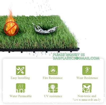 Artificial Grass Tiles Interlocking Turf Deck Set  Synthetic Fake Grass Self-draining Mat Flooring Decor