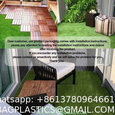 Artificial Grass Tiles Interlocking Turf Deck Set  Synthetic Fake Grass Self-draining Mat Flooring Decor