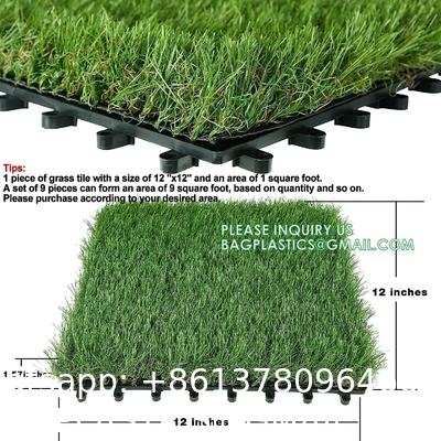 Artificial Grass Tiles Interlocking Turf Deck Set  Synthetic Fake Grass Self-draining Mat Flooring Decor