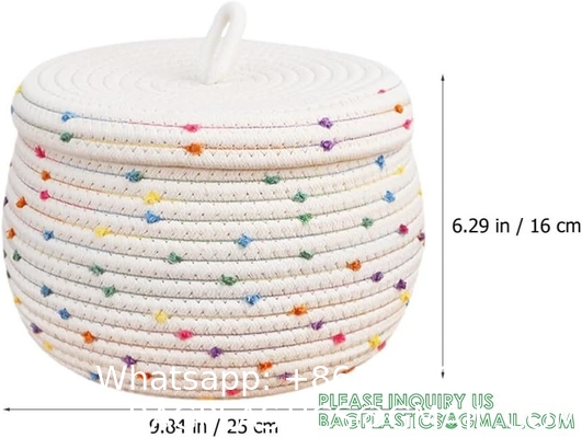 storage Basket Decorative Rope Basket Wooden Bead Decoration For Blankets,Toys,Clothes,Shoes,Plant Organizer Bin