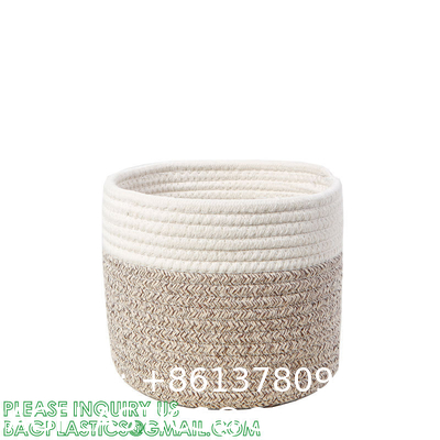 storage Basket Decorative Rope Basket Wooden Bead Decoration For Blankets,Toys,Clothes,Shoes,Plant Organizer Bin