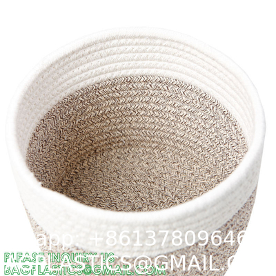 storage Basket Decorative Rope Basket Wooden Bead Decoration For Blankets,Toys,Clothes,Shoes,Plant Organizer Bin