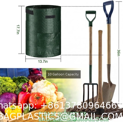 Potato Grow Bags, 4 Pack 10 Gallon With Flap And Handles Planter Pots For Onion, Fruits, Tomato, Carrot - Green