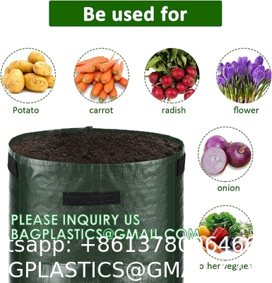 Potato Grow Bags, 4 Pack 10 Gallon With Flap And Handles Planter Pots For Onion, Fruits, Tomato, Carrot - Green