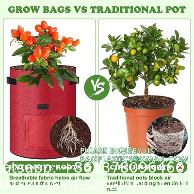 Potato Grow Bags, 4 Pack 10 Gallon With Flap And Handles Planter Pots For Onion, Fruits, Tomato, Carrot - Green