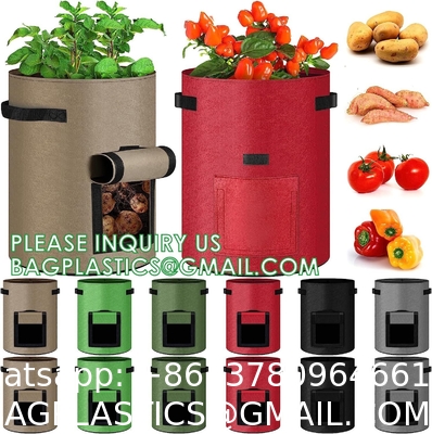 Potato Grow Bags, 4 Pack 10 Gallon With Flap And Handles Planter Pots For Onion, Fruits, Tomato, Carrot - Green