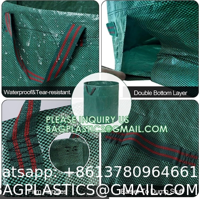 Heavy Duty Home and Yard Waste Bag 48-Gallon Woven Polypropylene, Reusable Lawn and Leaf Garden Bag with Reinforced