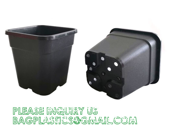 Multi Drainage Holes, Plastic Black Square Plant Flower Nursery Pot, Planter Plant Flower Seedling Nursery Pots