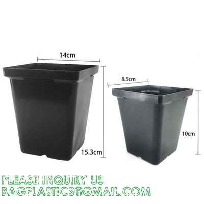Multi Drainage Holes, Plastic Black Square Plant Flower Nursery Pot, Planter Plant Flower Seedling Nursery Pots