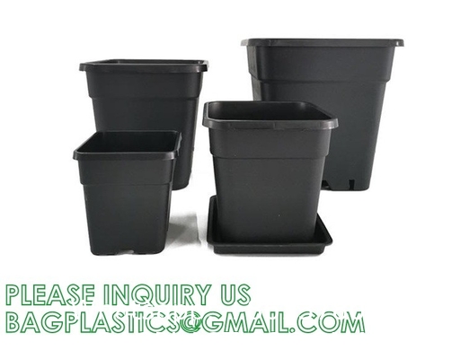 Multi Drainage Holes, Plastic Black Square Plant Flower Nursery Pot, Planter Plant Flower Seedling Nursery Pots