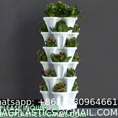 Stackable Planter, Vertical Garden Planter, Strawberry Planter, Indoor/Outdoor, 5 Tier Garden Tower, Herb Plant