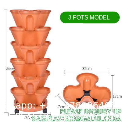 Stackable Planter, Vertical Garden Planter, Strawberry Planter, Indoor/Outdoor, 5 Tier Garden Tower, Herb Plant