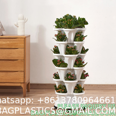 Stackable Planter, Vertical Garden Planter, Strawberry Planter, Indoor/Outdoor, 5 Tier Garden Tower, Herb Plant