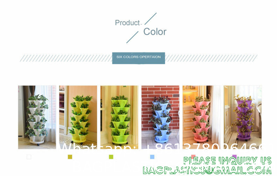Stackable Planter, Vertical Garden Planter, Strawberry Planter, Indoor/Outdoor, 5 Tier Garden Tower, Herb Plant