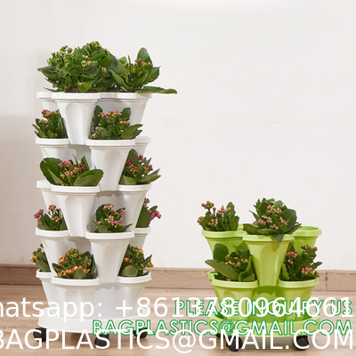 Stackable Planter, Vertical Garden Planter, Strawberry Planter, Indoor/Outdoor, 5 Tier Garden Tower, Herb Plant
