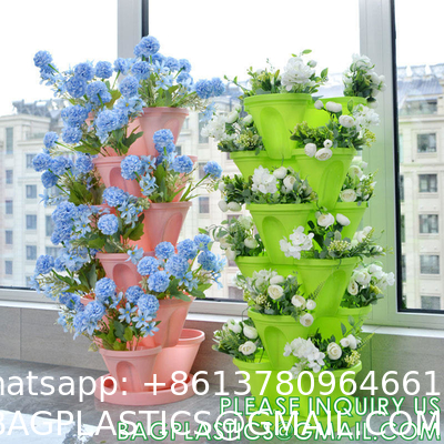 Stackable Planter, Vertical Garden Planter, Strawberry Planter, Indoor/Outdoor, 5 Tier Garden Tower, Herb Plant