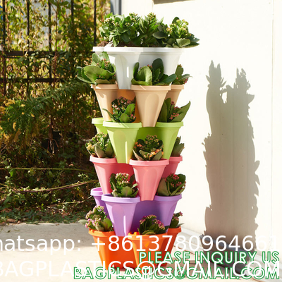 Stackable Planter, Vertical Garden Planter, Strawberry Planter, Indoor/Outdoor, 5 Tier Garden Tower, Herb Plant