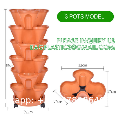 Stackable Planter, Vertical Garden Planter, Strawberry Planter, Indoor/Outdoor, 5 Tier Garden Tower, Herb Plant