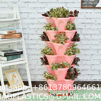 Stackable Planter, Vertical Garden Planter, Strawberry Planter, Indoor/Outdoor, 5 Tier Garden Tower, Herb Plant