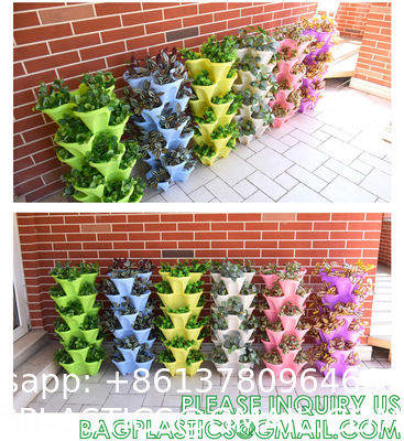 Stackable Planter, Vertical Garden Planter, Strawberry Planter, Indoor/Outdoor, 5 Tier Garden Tower, Herb Plant