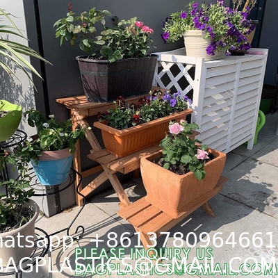 Wood Plant Stand Ladder Plant Shelf, Flower Pot Display Rack Freestanding Planter Holder for Organizer Multiple