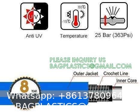 PVC All Weather Garden Hose 50m 3/4'' 4 Layers PVC Heavy Duty Garden Hose Flexible High Pressure Water Hose