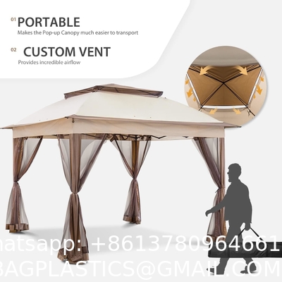 11x11 Pop-Up Instant Gazebo Tent with Mosquito Netting Outdoor Canopy Shelter with 121 Square Feet of Shade
