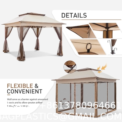 11x11 Pop-Up Instant Gazebo Tent with Mosquito Netting Outdoor Canopy Shelter with 121 Square Feet of Shade