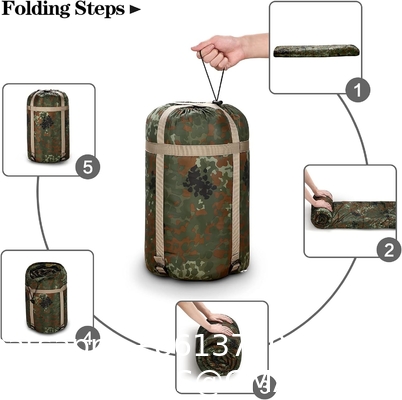 Envelope Military Sleeping Bags, Compression Sack for Cold Weather Travel, Camping, Hiking, Outdoor, Backpacking