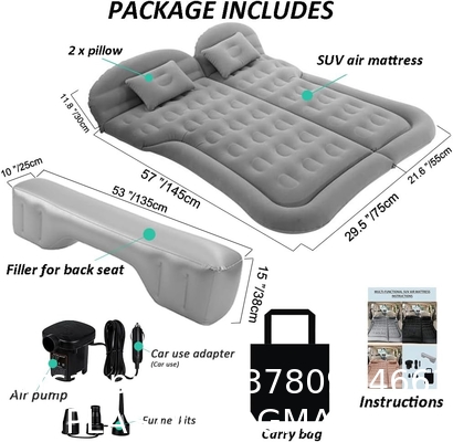 SUV Mattress Camping Bed Cushion Pillow - Inflatable Thickened Car Air Bed with Pump Portable Sleeping Pad Mattr