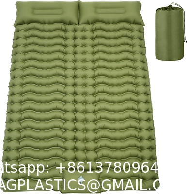 Double Sleeping Pad Camping, Camping Self Inflating 4" Extra-Thick Camping Pad 2 Person Pillow Built-in Foot Pump