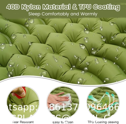 Double Sleeping Pad Camping, Camping Self Inflating 4" Extra-Thick Camping Pad 2 Person Pillow Built-in Foot Pump