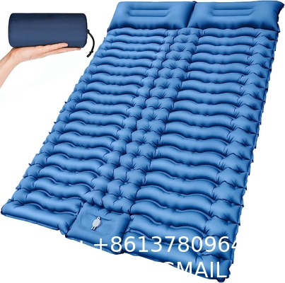 Double Sleeping Pad Camping, Camping Self Inflating 4" Extra-Thick Camping Pad 2 Person Pillow Built-in Foot Pump